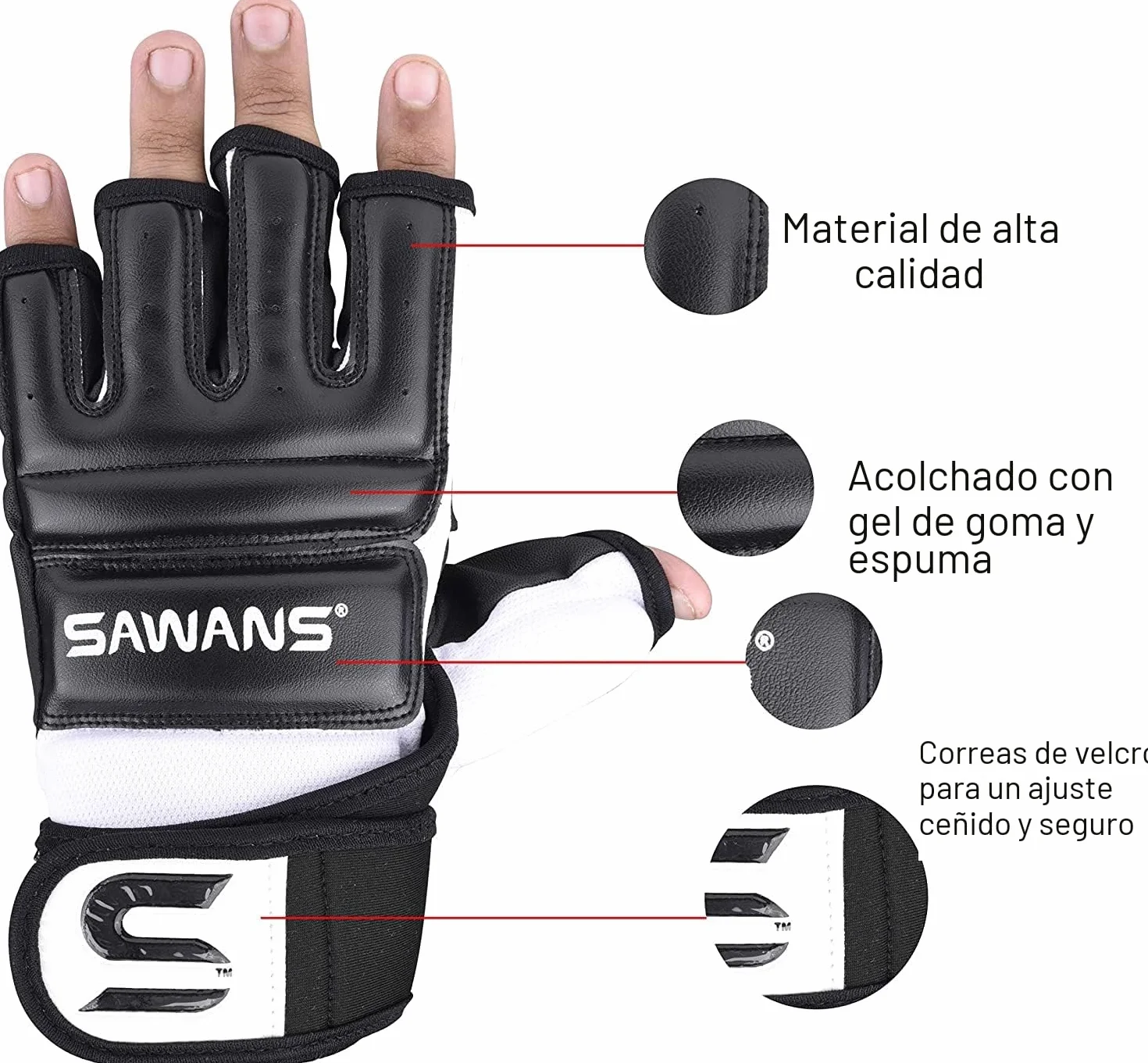 Guantes de boxeo SAWANS para artes marciales mixtas y muay thai