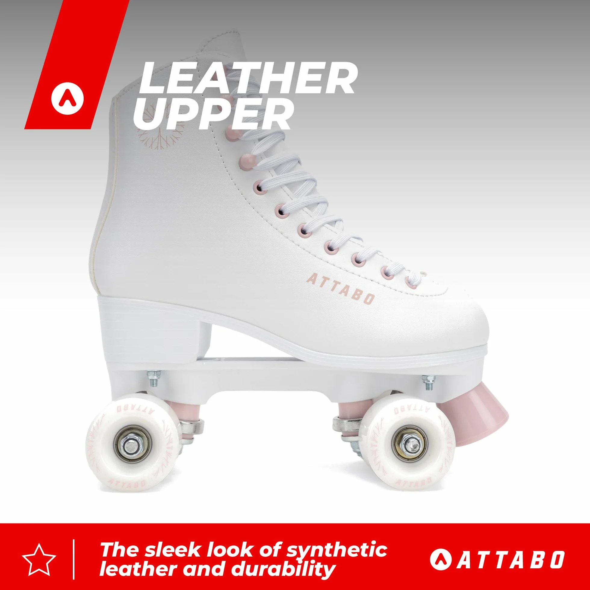 ATTABO Serena Patines de ruedas para mujer piel ecológica ABEC-3 marco polipropileno rueda aluminio PU 82A 54x32mm freno TPU