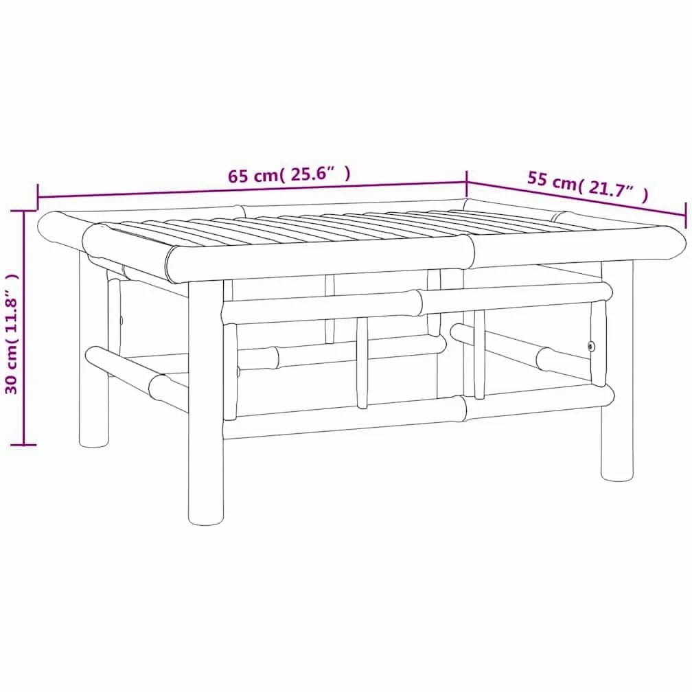 Mesa de jardín de 65 x 55 x 30 cm, bambú, colores naturales, robusta mesa auxiliar para exteriores, muebles de jardín duraderos, fácil limpieza