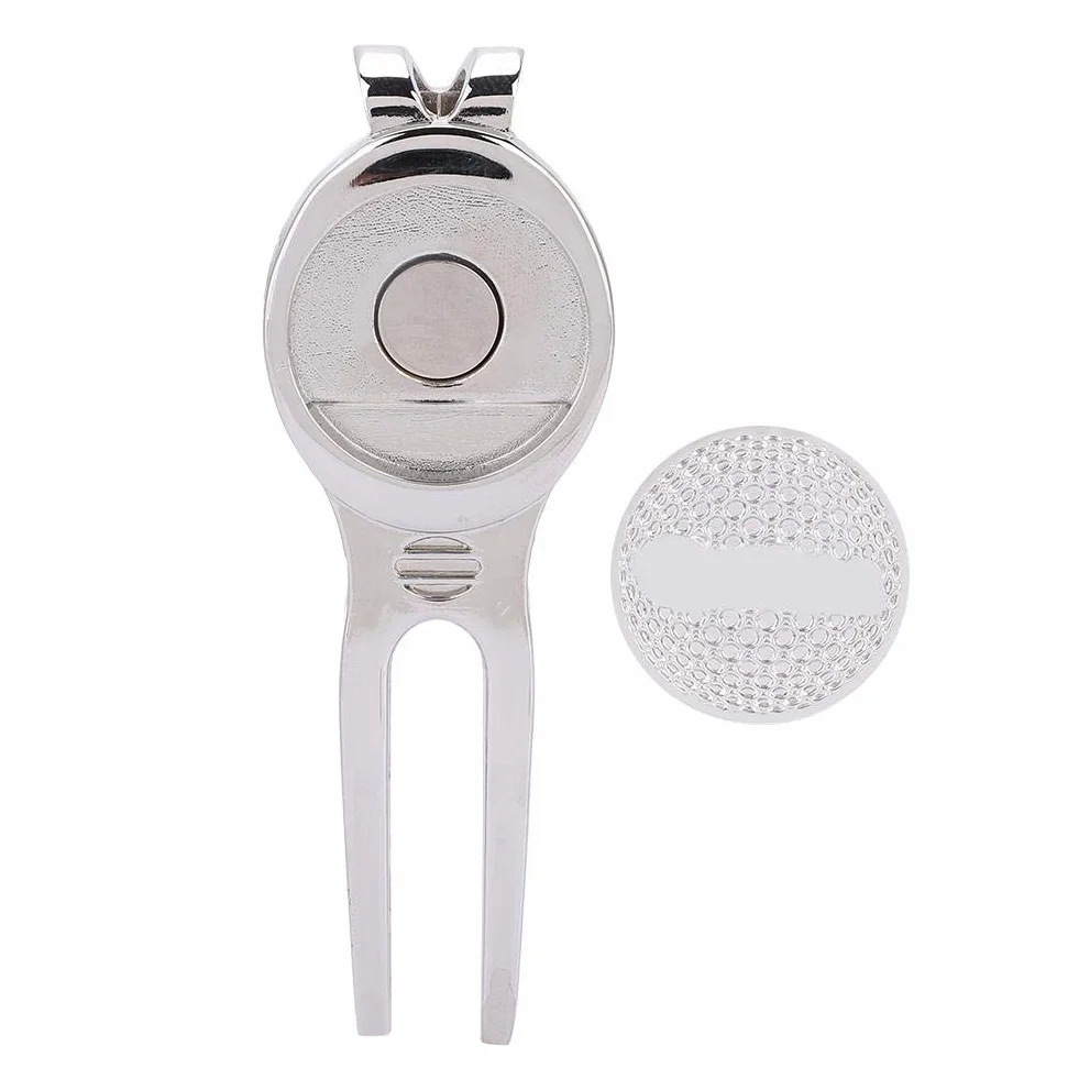 Vbest Life Herramienta Divot de Golf de aleación de Zinc con Marcador de Pelota magnético Accesorio de Golf D102 Silver