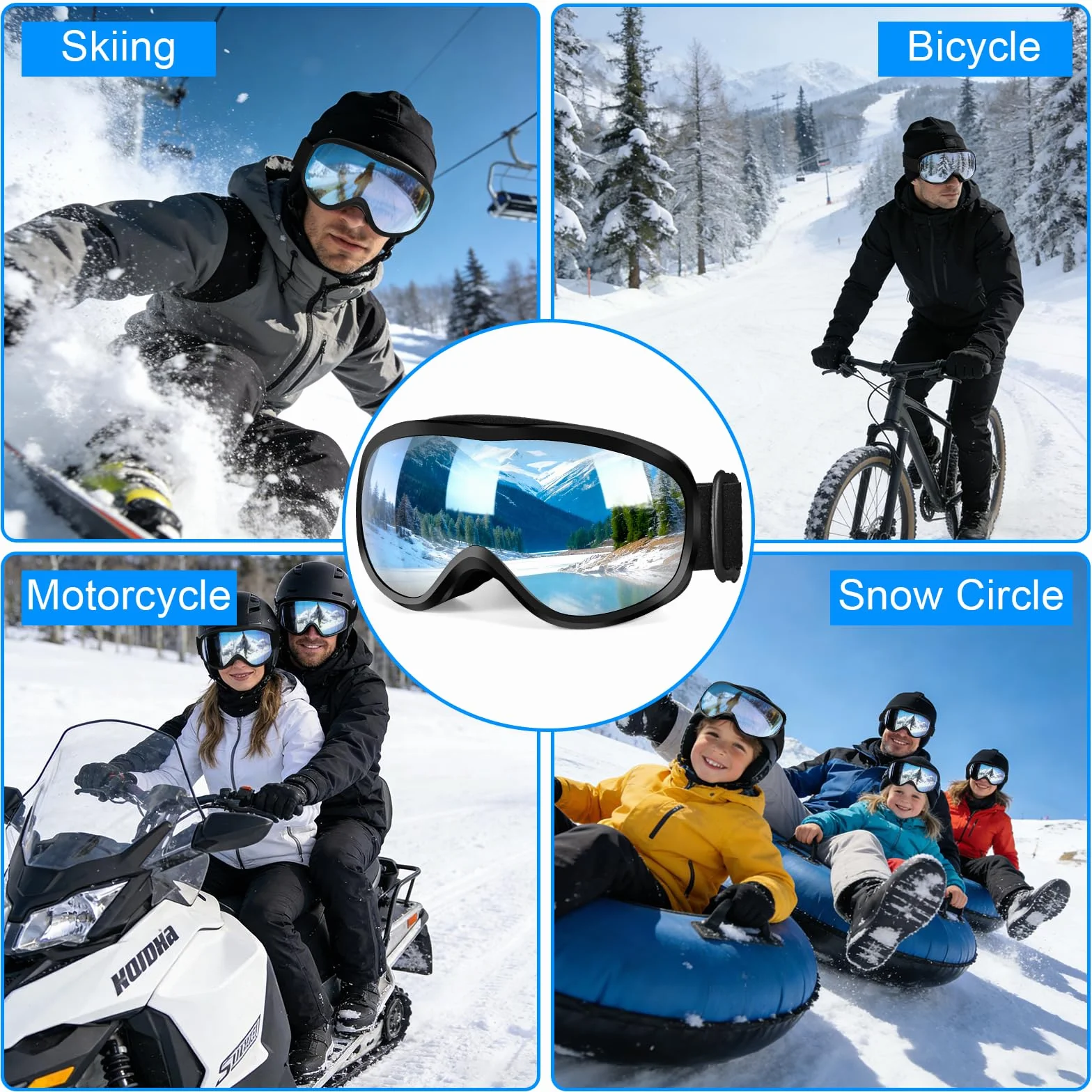Gafas de Esquí Máscara Snowboard Anti Niebla Protección UV Hombre Mujer Adultos