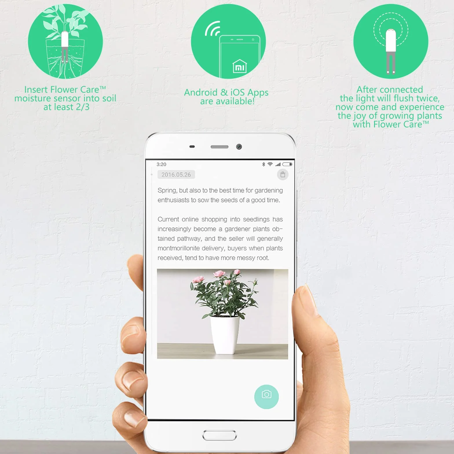 Medidor de humedad del suelo 4 en 1, monitor de agua para plantas, detecta automáticamente humedad/temperatura/luz/fertilidad, se puede conectar al teléfono móvil a través de Bluetooth, sensor