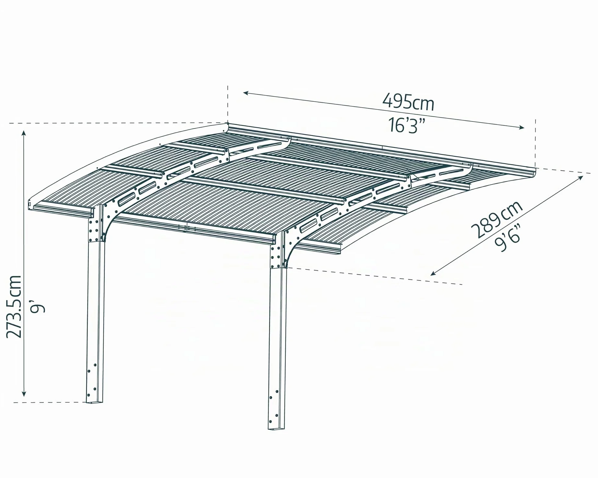 Canopia by Palram Carport Arizona 5000 en policarbonato, Aluminio Robusto e Inoxidable Que Protege el Coche de la luz Solar