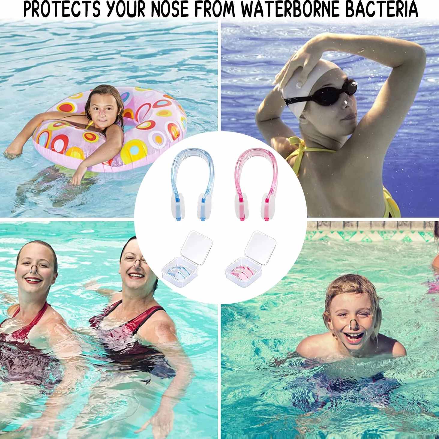 Pinza Nariz Natación Niños Adulto 2 Pcs con Caja De Almacenamiento