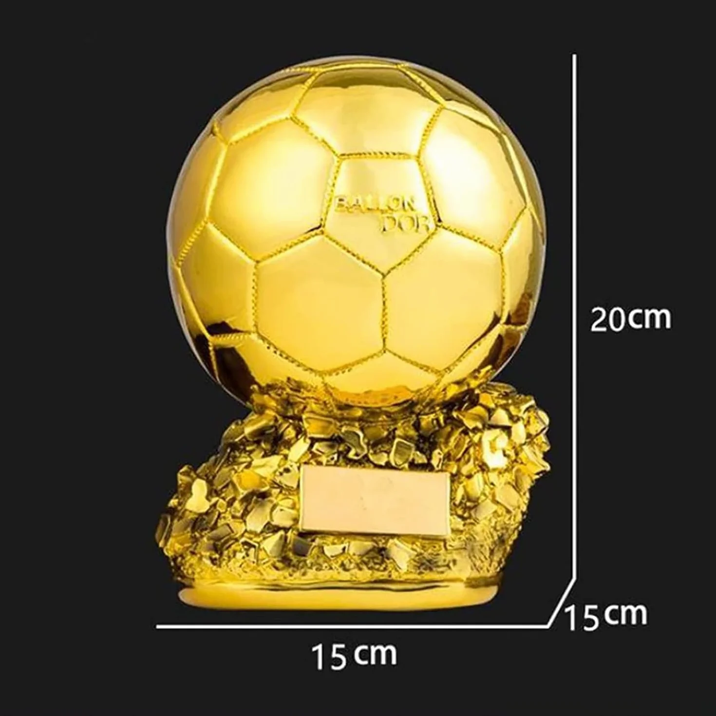 Trofeo Balón de Oro Fútbol Resina 20cm Decoración Hogar Recuerdo Regalo