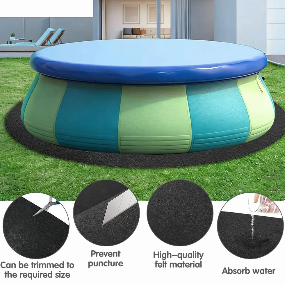 Tapiz Suelo Piscina, 305 cm Base de Piscina Redonda, Alfombra PIS-CINA Suelo, Antideslizante, Lona De Suelo para Pool, Protección para spas Exteriores e hinchables