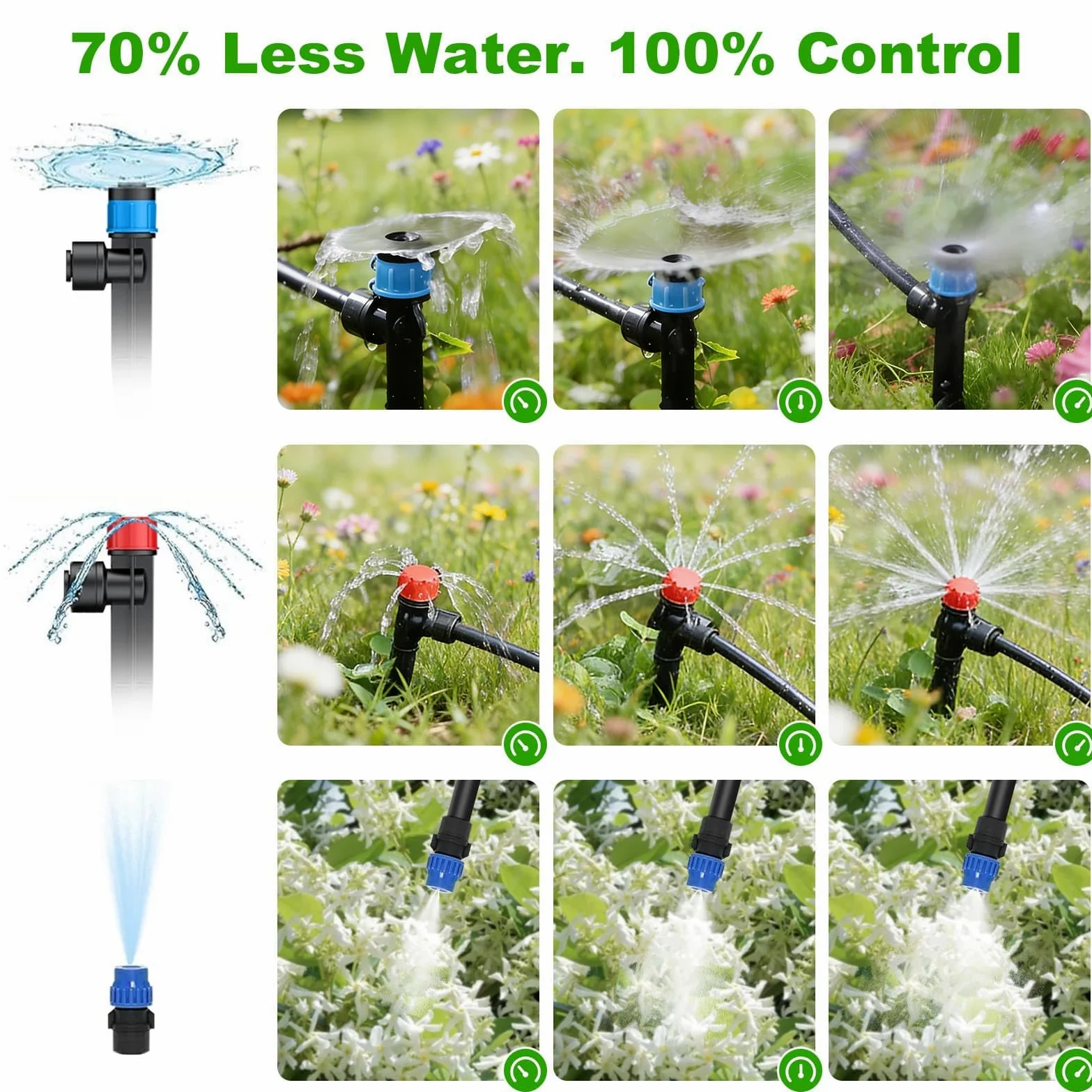 Kit de sistema de riego por goteo de 236 pies, nuevo sistema de nebulización de riego automático de jardín de conexión rápida para invernadero, patio, césped, planta con manguera de 5/16 pulgadas