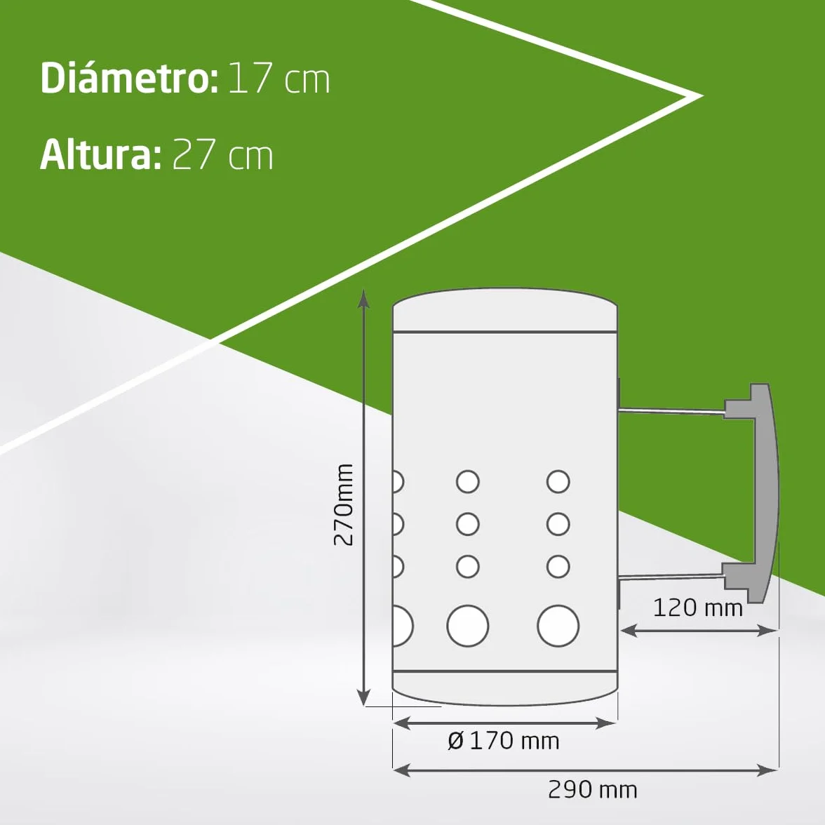 Amig - Encendedor de Carbón Fireplus para Barbacoa - Fabricado con Acero Galvanizado - Mango de Plástico Aislante del Calor - Medidas: 27 x 17,5 x 30 cm