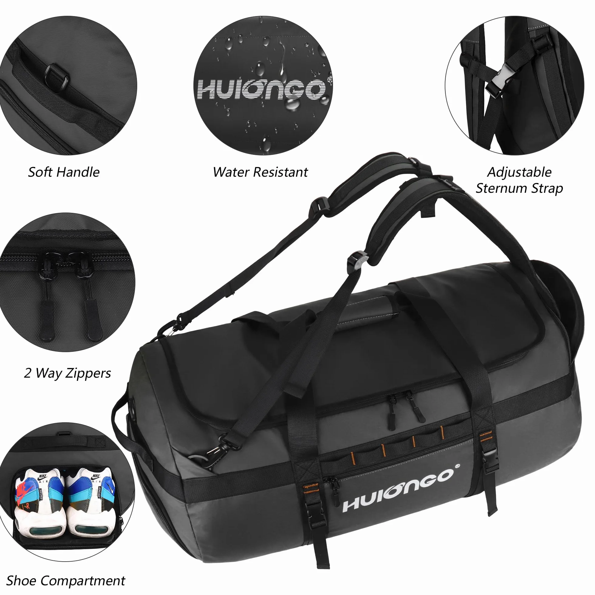 Hulongo Bolsa de Deporte 30L Impermeable Mochila con Compartimento para Calzado 3 en 1
