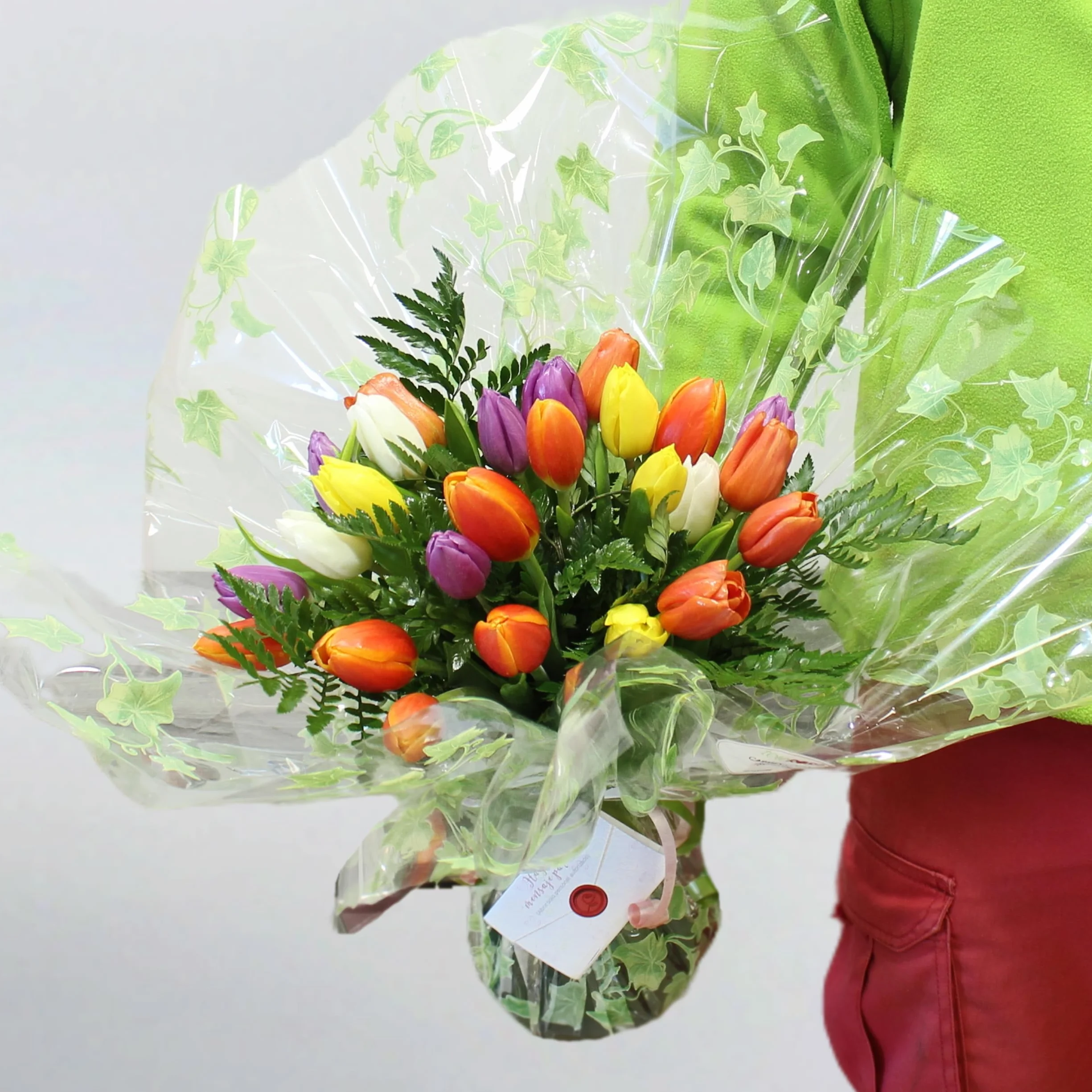 teleROSA Ramo 25 Tulipanes naturales - Flores naturales a domicilio – Tú decides la fecha y el horario de entrega de lunes a sábado - Incluye tarjeta dedicatoria Multicolor