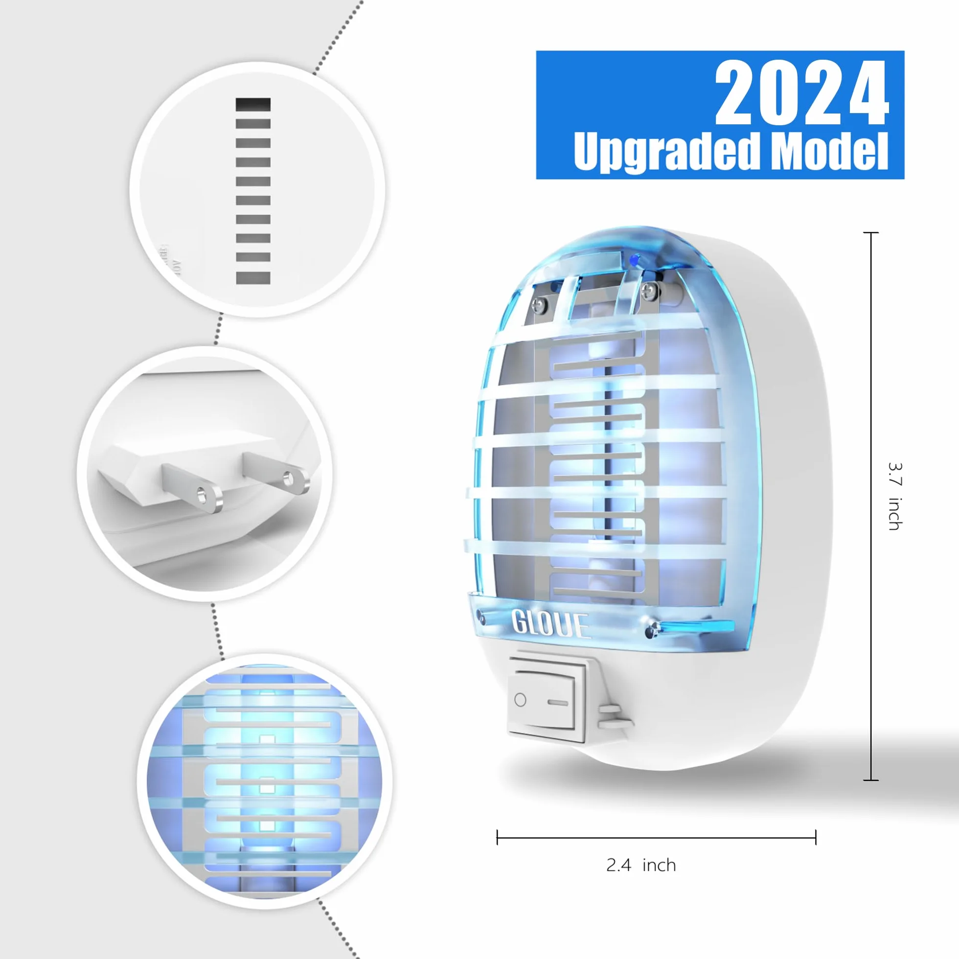 Exterminador de insectos para interiores, trampa electrónica para moscas, mata mosquitos con luces azules para sala de estar, hogar, cocina, dormitorio, habitación de bebé, oficina (6 paquetes)