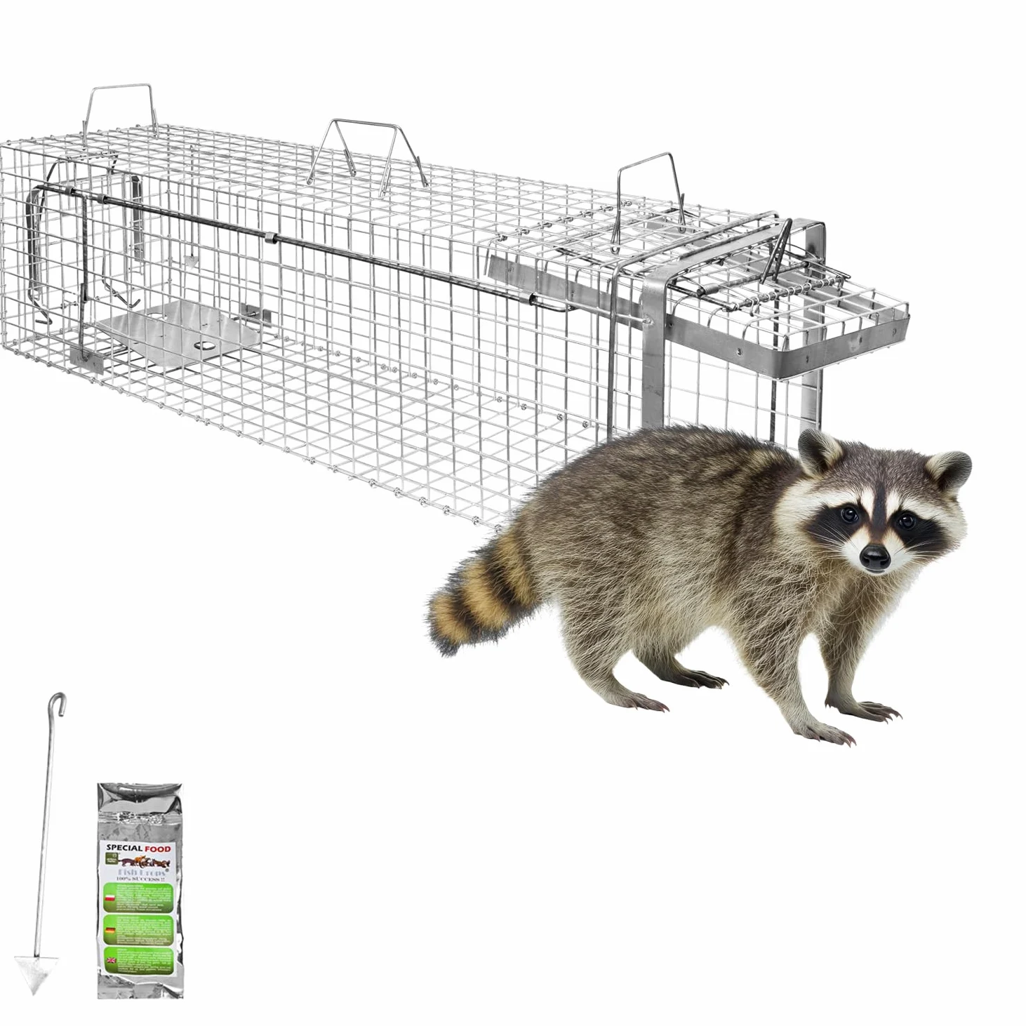 Petigi Animales Humane Trampa Jaula Captura Gato Zorro Mapache Castor 120 x 34 x 34 cm
