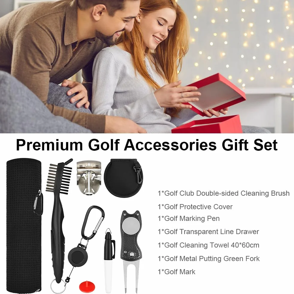 Flintronic Kit de Limpieza para Golf, Cepillo Limpiador Plegable, Toalla y Marcadores