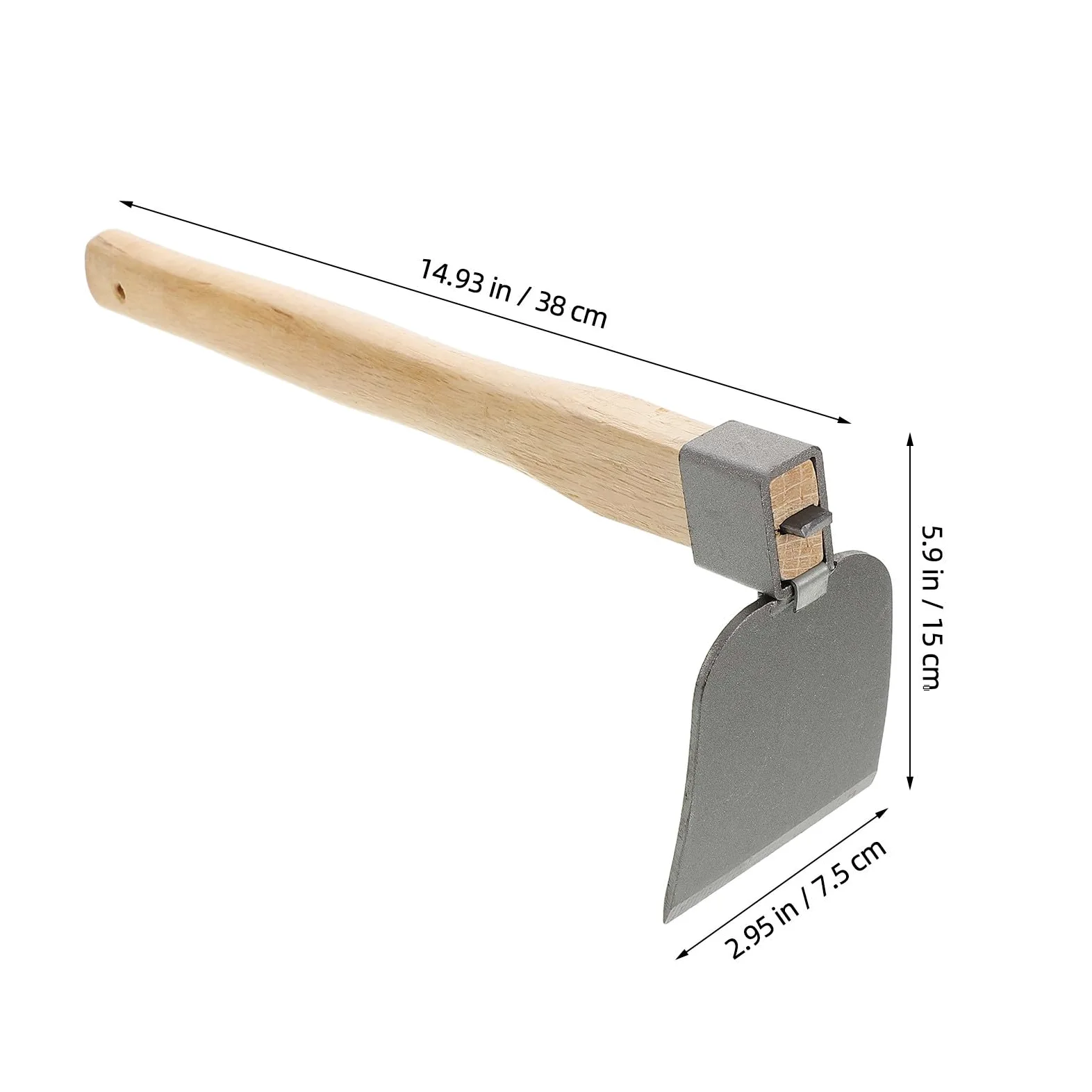 UKCOCO Azadas de Jardinería Manuales de Acero y Madera, 2 Piezas para Desherbar y Excavar Tierra, Herramienta Multiusos para Plantar y Cuidar el Jardín