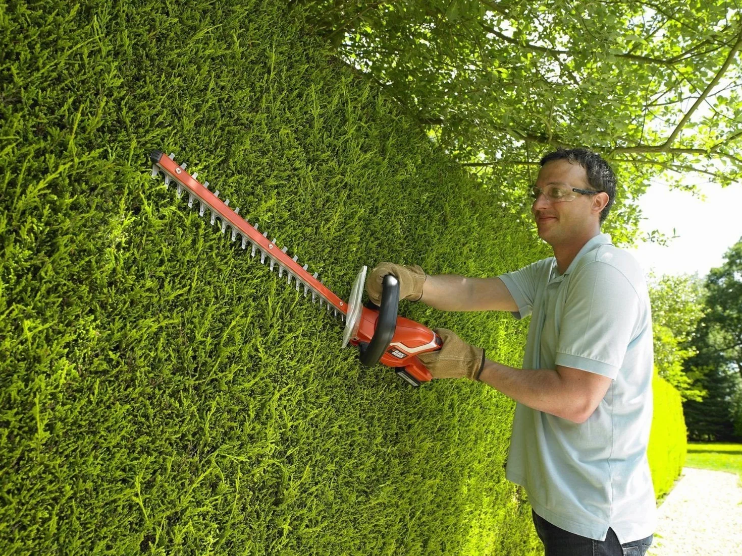 BLACK+DECKER Cortasetos 18V con Batería Litio de 2.0Ah y Espada de 45cm 18mm Tiene Espacio Entre Dientes con 18 Niveles de Potencia, GTC1845L20