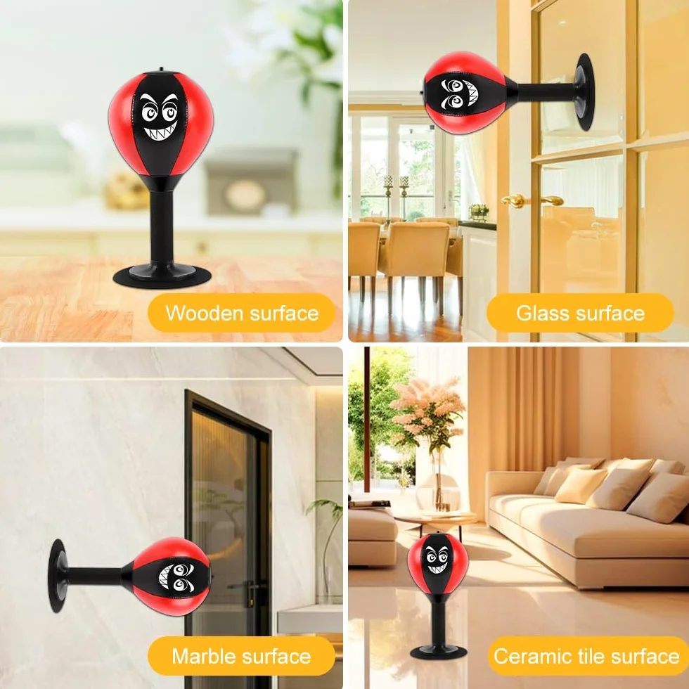 Saco de Boxeo de Escritorio con Ventosa Resistente, Pelota de Velocidad para Mesa de Oficina y Casa