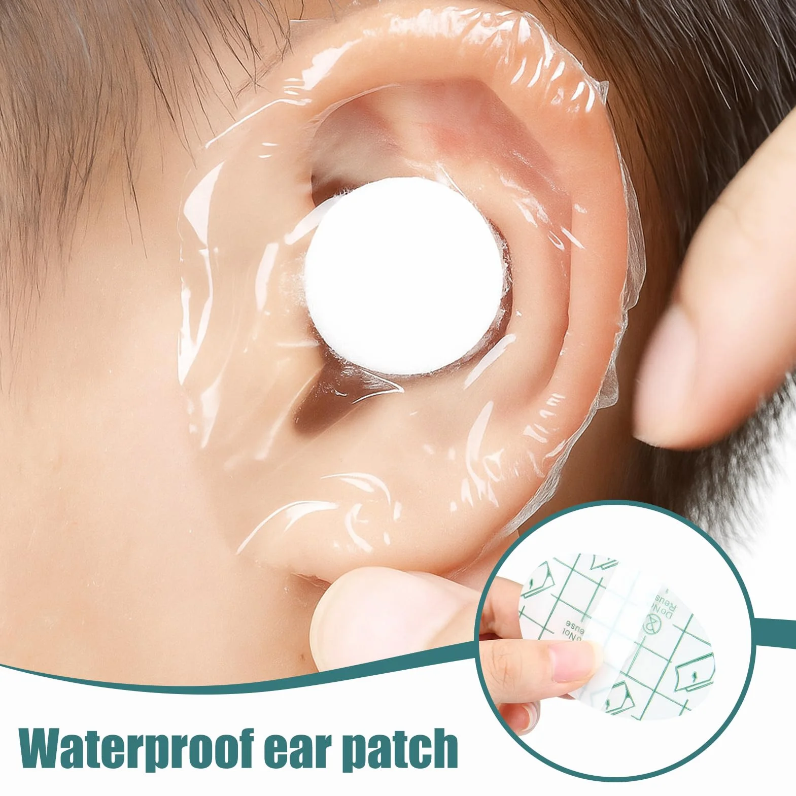 Oreja de piscina infantil, 120 unidades, pegatinas impermeables para orejas de bebé, parches adhesivos desechables