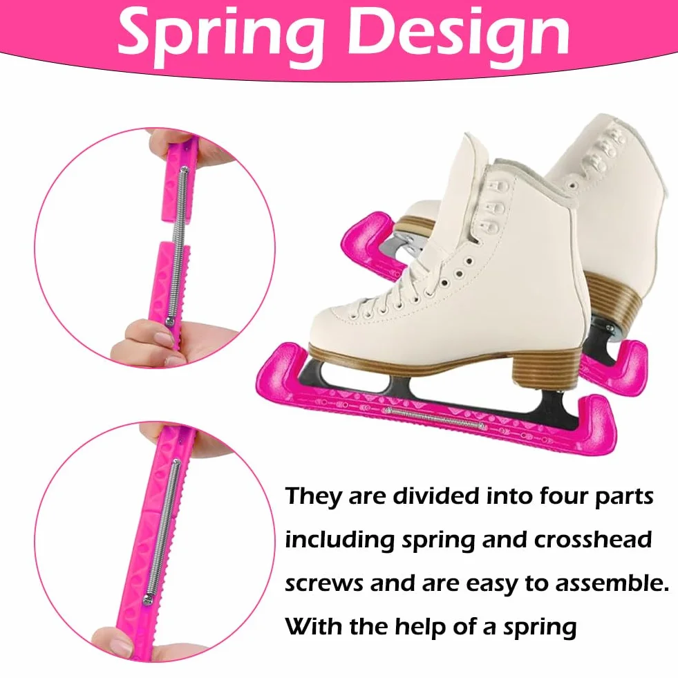 LightBeacon 1 Par de Protectores de Patines de Hielo Ajustables, Protecciones de Hoja para Patinaje Artístico, Rosa