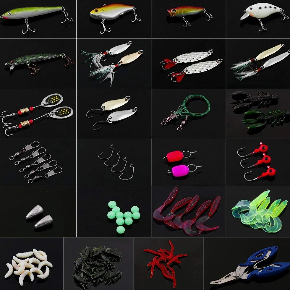 Vicloon Señuelos de Pesca 120 Piezas Kits Accesorios Cebos Artificiales Incluido Caja Tackle