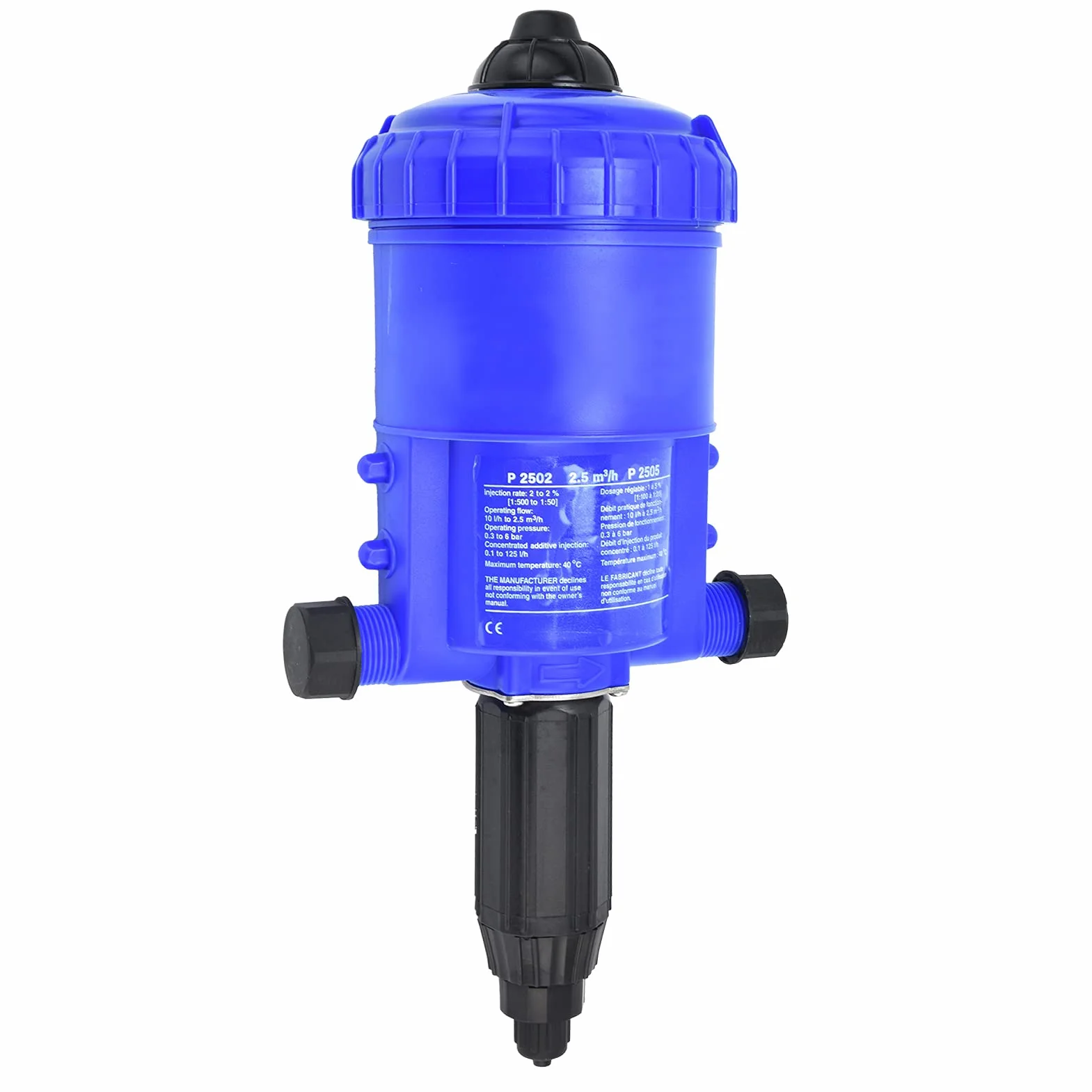Inyector de Fertilizante 0,2-2%, Bomba Dosificadora Accionada por Agua G3/4 a G1 Rosca Macho Dispensador Automático de Dosificador de Líquido Químico para la Industria de Riego