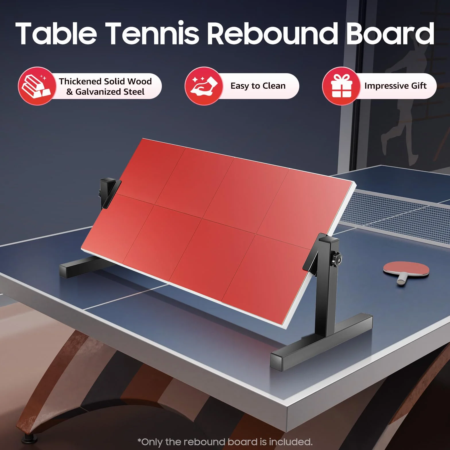 Tabla de rebote de ping pong con 8 gomas rojas, equipo de autoentrenamiento para hogar y gimnasio