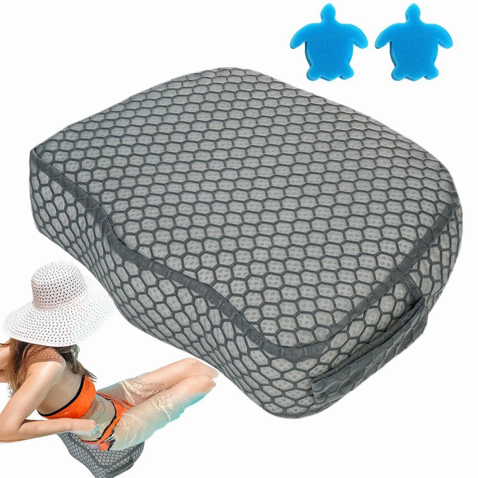 Asiento SPA Hidromasaje | Almohadilla 3D Air Mesh Hundimiento Rápido,Asiento Elevador de hidromasaje para Adultos | para Piscina Interior Exterior Camping Autocaravana Jardín Relajación Mayores