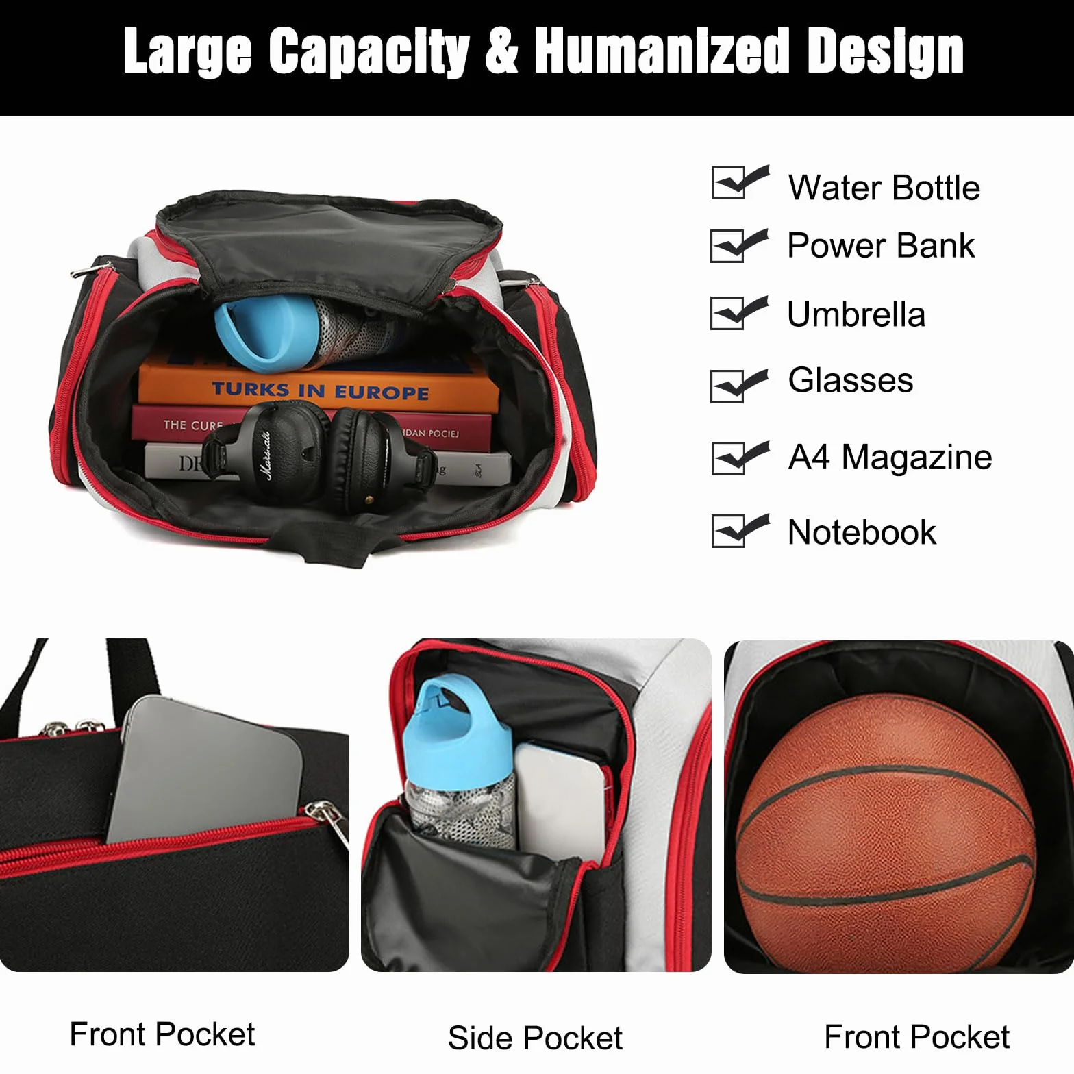 FANDARE Mochila de Baloncesto Bolsos Bandolera para Zapatos Escolares Deporte Amarillo Negro