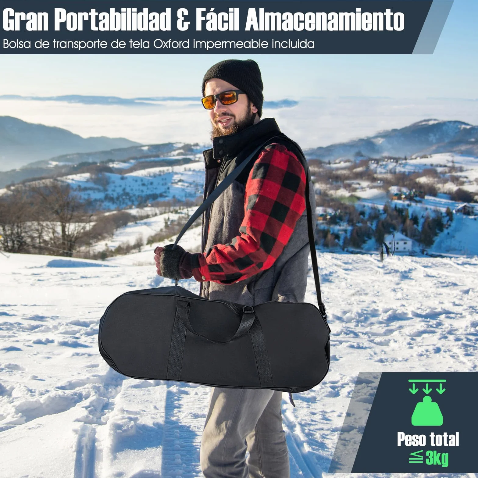 GOPLUS Raquetas de Nieve de Aluminio 53cm 63cm 78cm con Bastones Ajustables