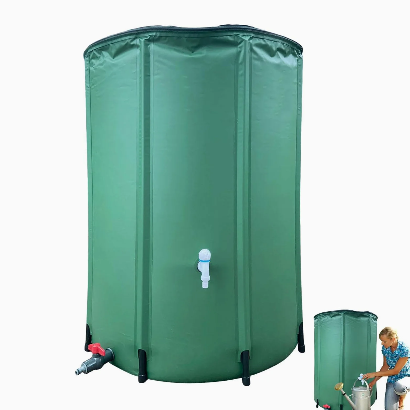 Colector de Agua de Barril – Colector de Agua de Barril de Lluvia | Tanque de Almacenamiento de Agua Plegable | Juego de Agua con desviador de Soporte, colector de Agua de Lluvia de Barril de j