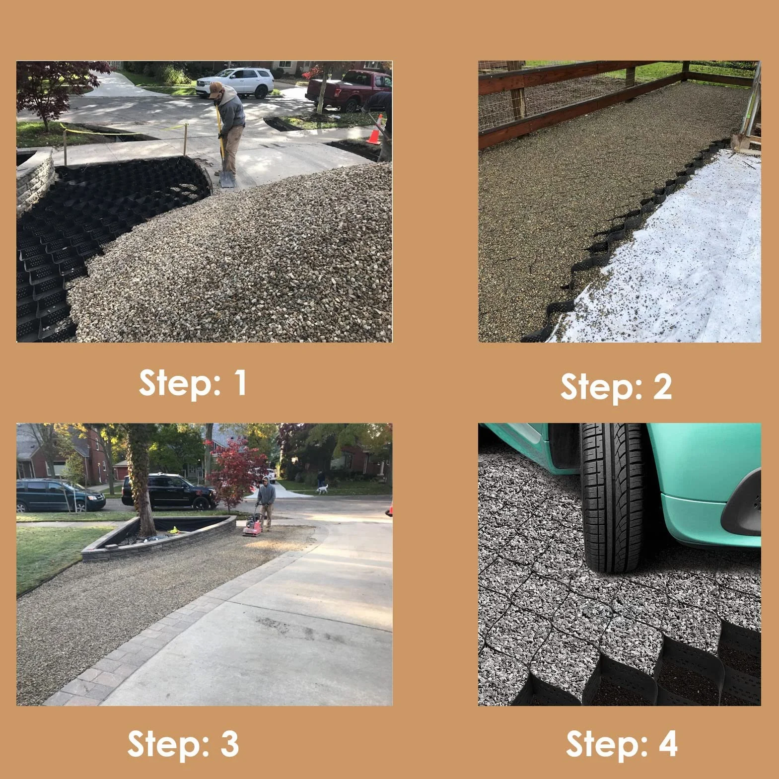 Geocelda Estabilizador para Grava Piedra Calzada/Estacionamiento/Jardín Cuadrícula Geográfica Rejilla de Tierra, Rejilla de Estabilización de Grava de Servicio Pesado, Geomalla Plegable Flexible, 2 Pu