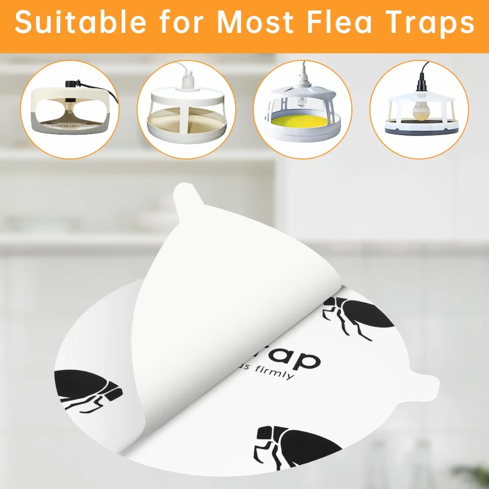 Flintronic 12PCS Trampa para Pulgas Rellenable, Pegatinas Desechables para Pulgas, Adhesivo para Pulgas, Asesino de Pulgas, Trampas Adhesivas para Mascotas, Discos pegajosos Reemplazos