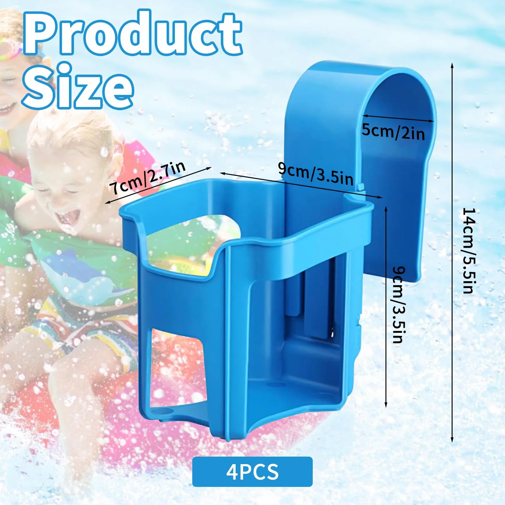 4 soportes para bebidas para piscina, soporte para colgar vasos de agua, soporte multifuncional, accesorios para piscina, sin derrames, soporte para bebidas de plástico (azul)