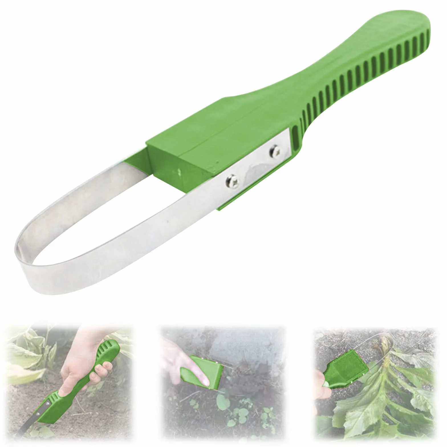 Weeder de Mano de Jardín, Extractor Malas Hierbas, Herramientas Jardineria, Desherbador Manual de Acero Inoxidable, Quitar Malas Hierbas con Mango para Desherbar y Aflojar la Tierra, Verde