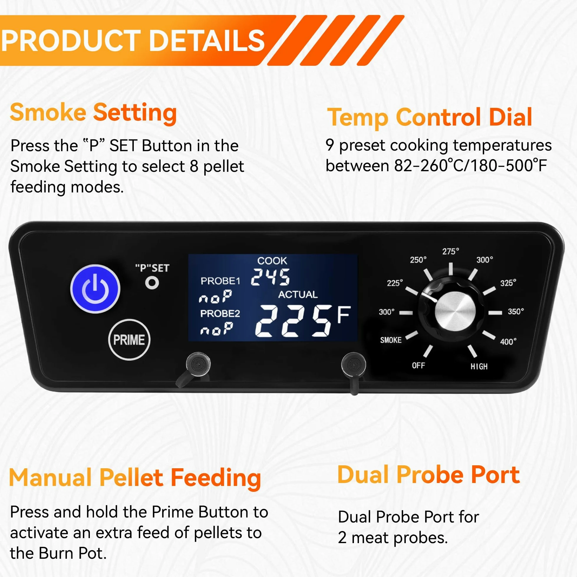 Pantalla LCD de termostato digital compatible con Pit Boss Wood Pellet Grill/Smoker Pit Boss Accesorios Termómetro Austin XL Partes Tablero de control de piezas Sondas de carne de repuesto, sensor de
