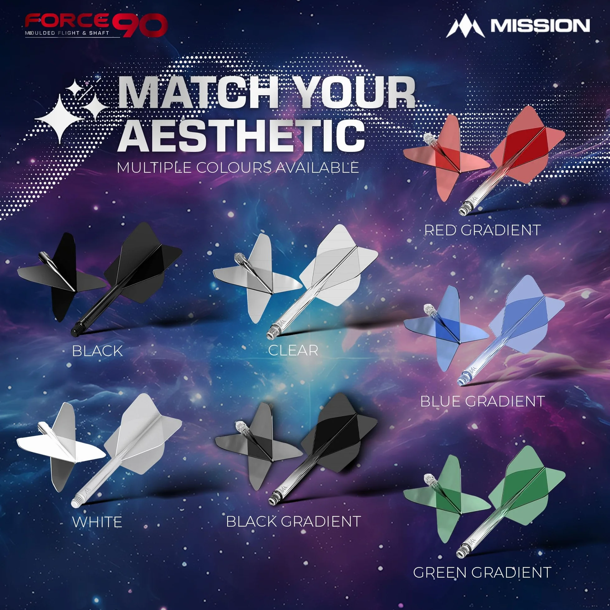 Mission Darts Force 90 Sistema integrado de vuelo y eje de dardos 2 en 1 Paquete de 3 Estándar n.º 6