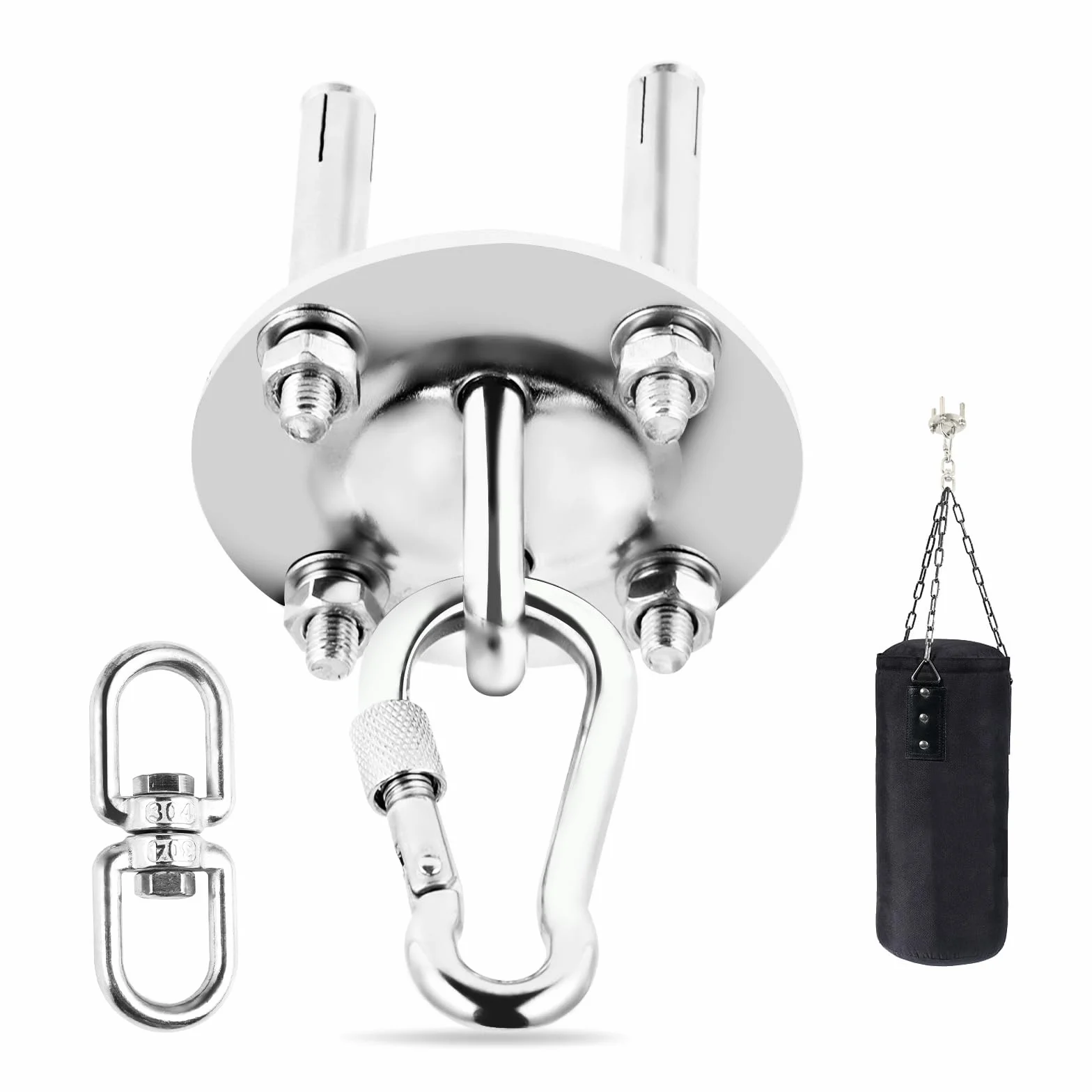 Gancho De Techo De Acero Inoxidable - hasta 450KG - Fijación para Hamaca con Rotación 360° - Gancho De Carga Pesada para Suspensión