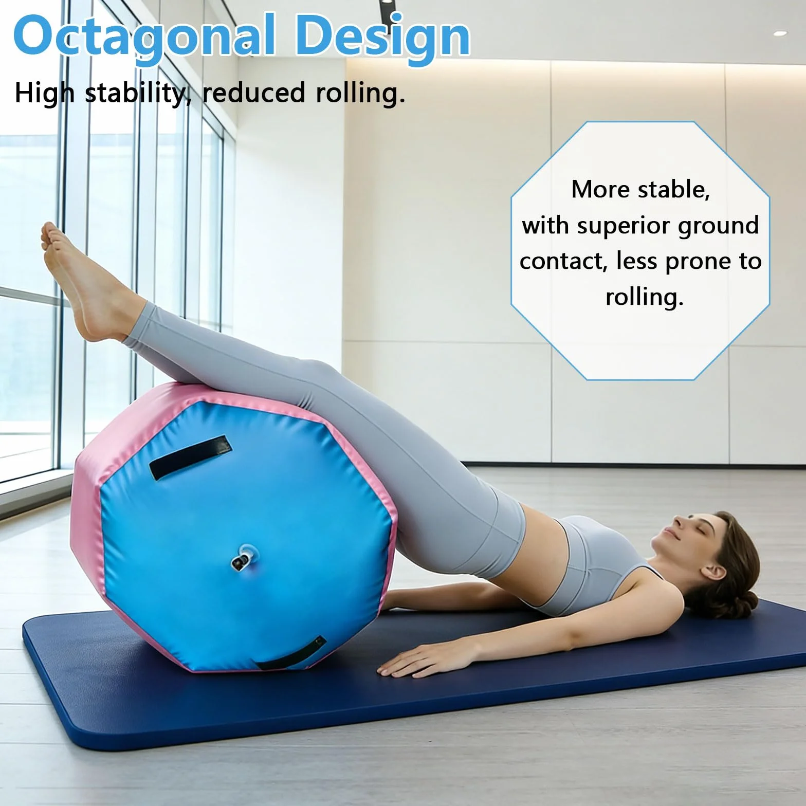 Colchoneta de yoga inflable 80x100 cm con bomba de aire para gimnasio y fitness