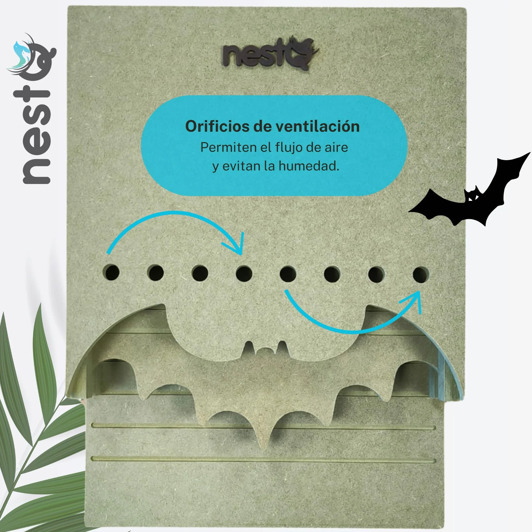 Nido De Murciélagos para Exterior - Casa Grande De Madera con 2 Cámaras - Diseño Especial para Atraer Murciélagos - Fácil Instalación con 2 Ganchos - Separador Extraíble con Orificios De Comunicación