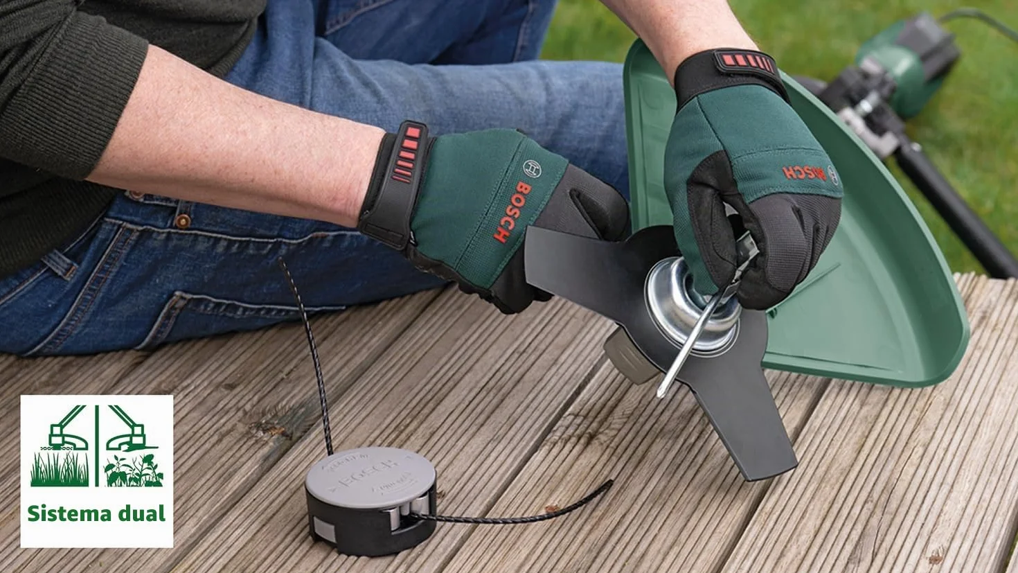 Bosch AFS 23-37 - Desbrozadora (Cuchilla de 3 Hojas, 3 Hilos de Corte, empuñadura Adicional, caperuza en Caja de cartón, Doble Sistema de Corte)