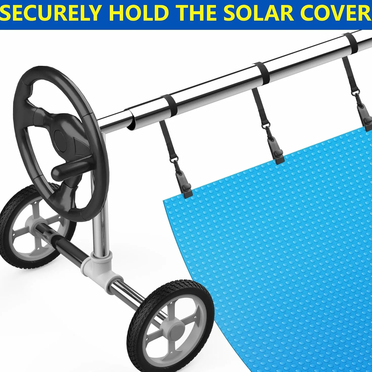 Enrollador de piscina – Bandas de sujeción – Juego de 8 bandas y grapas – Accesorios para sistema de enrollado móvil – Pantalla solar móvil para lonas
