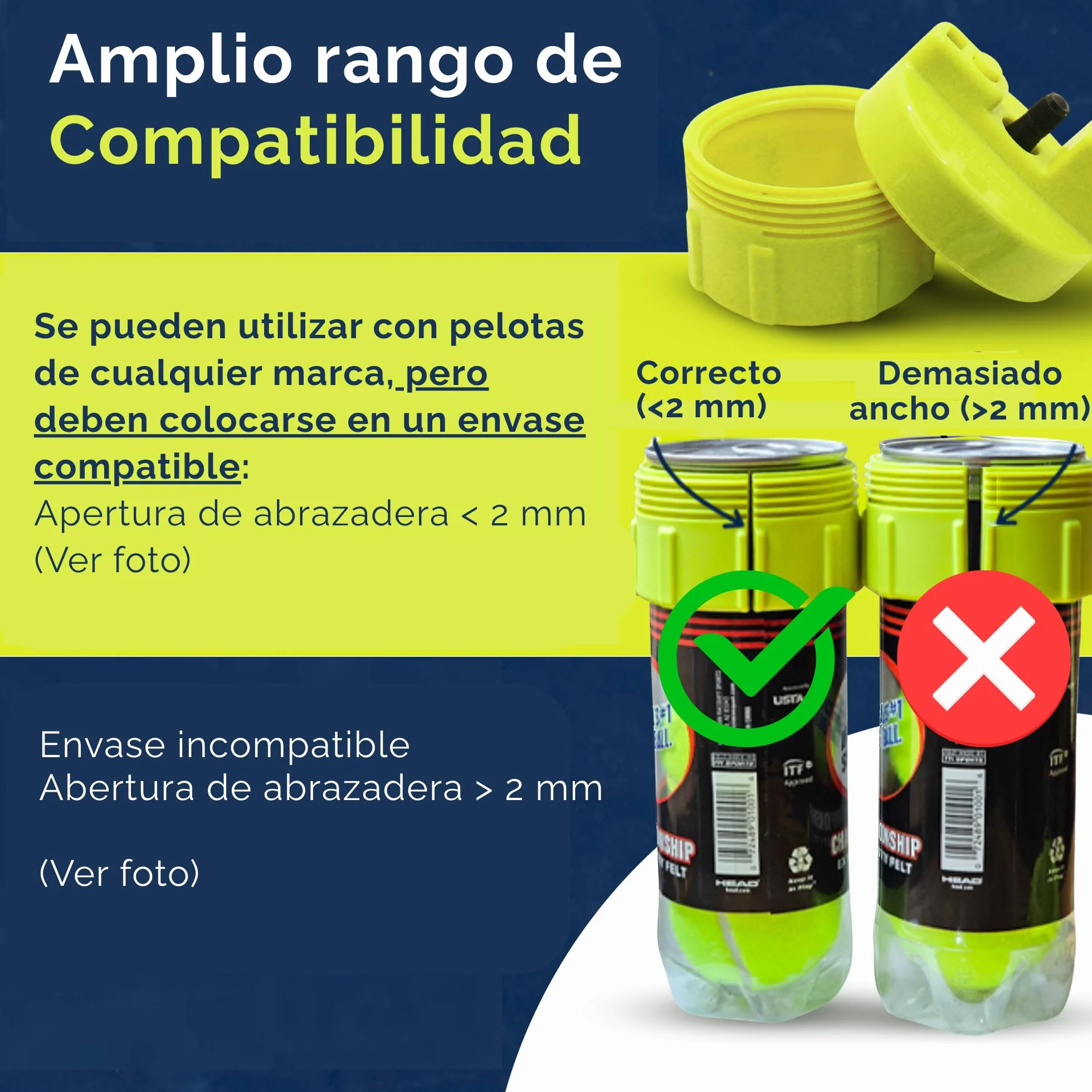 Ball Rescuer 30 PSI Presurizador de Pelotas de Pádel o Tenis Adaptable a Envases de Tres o Cuatro Bolas