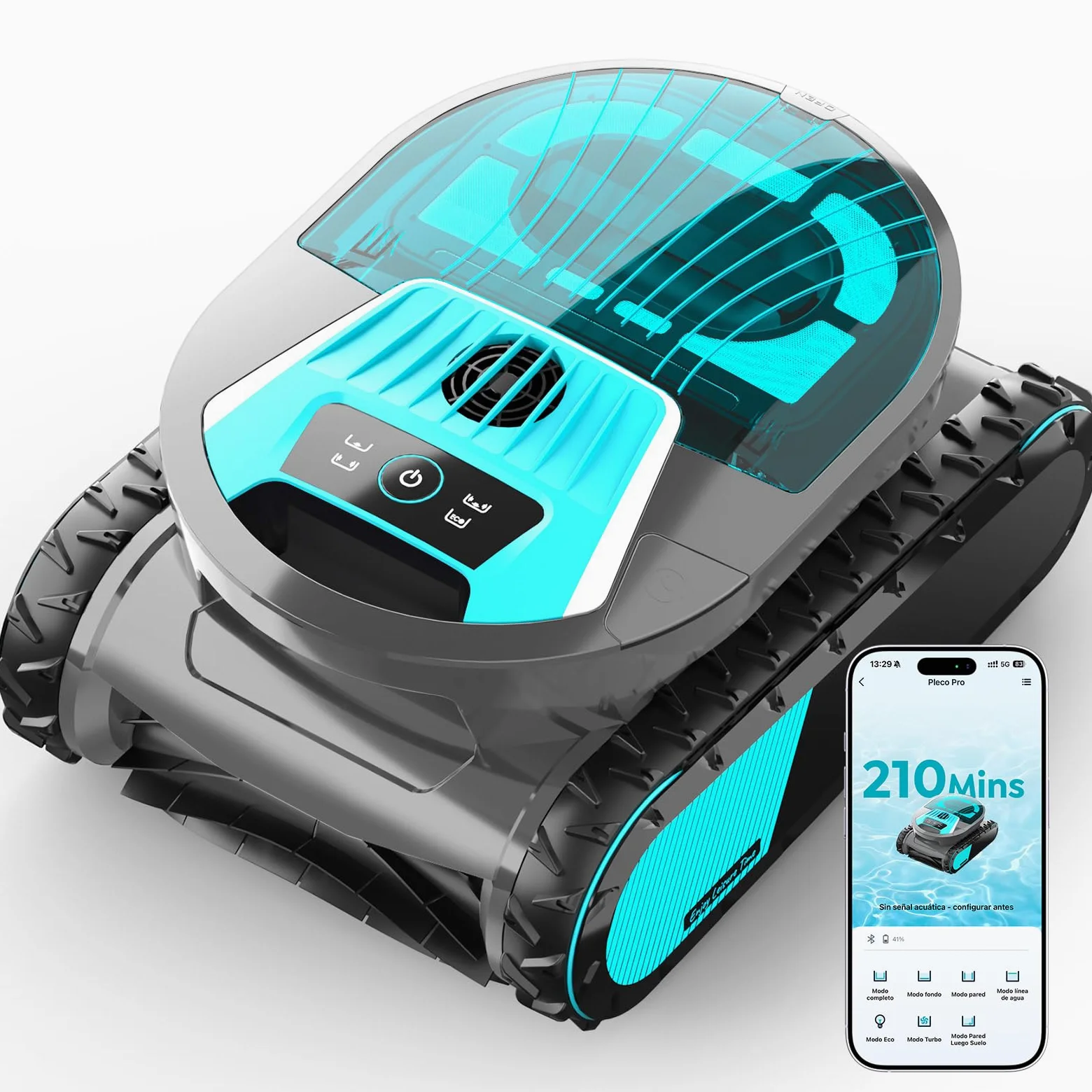 (2026 Upgrade) Pleco Pro Robot Limpiafondos Piscina, 7 Modos, Control App Planificación Inteligente, Limpieza De Fondo, Paredes Y Línea De Agua, 210 Min Autonomía, para Piscinas de hasta 200 ㎡