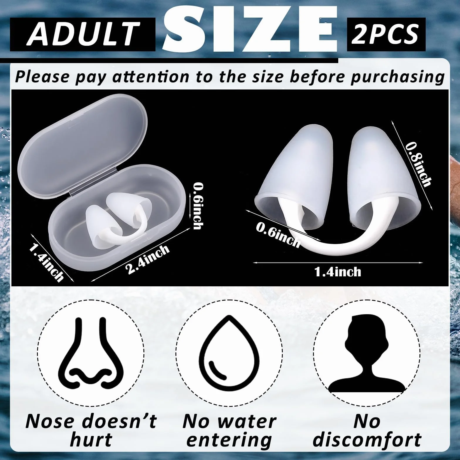 Piscina Tapón Nariz 2 PCS Protector Nasal Nadar Silicona Reutilizable para Principiantes Natación Surf