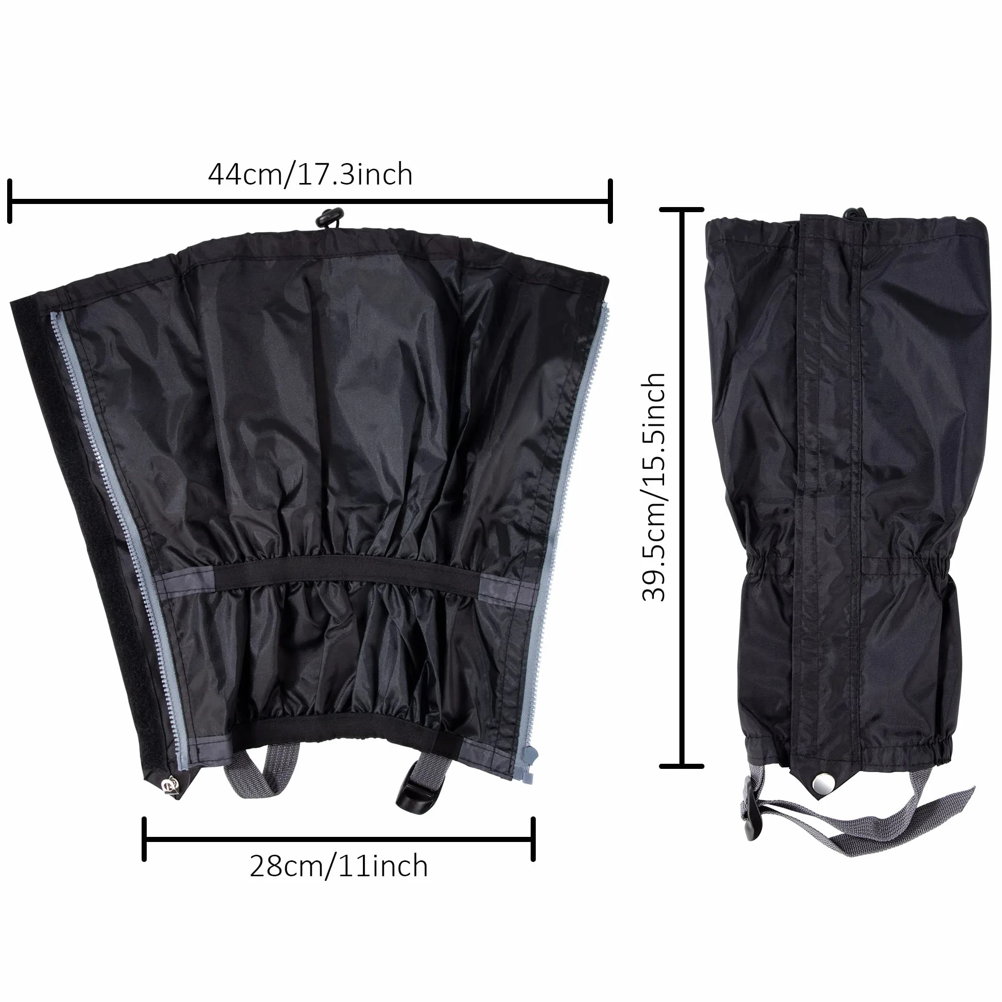 Polainas Impermeable Acampada Marcha Leggings Nieve Transpirable Protección Caza Montaña Esquí 1 Par Negro