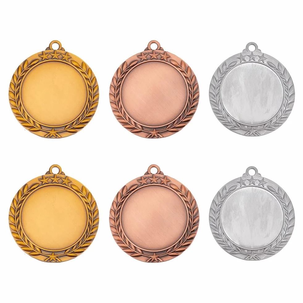 FINGERINSPIRE Juego de 6 medallas de recompensa doradas plateadas redondas diseño trigo
