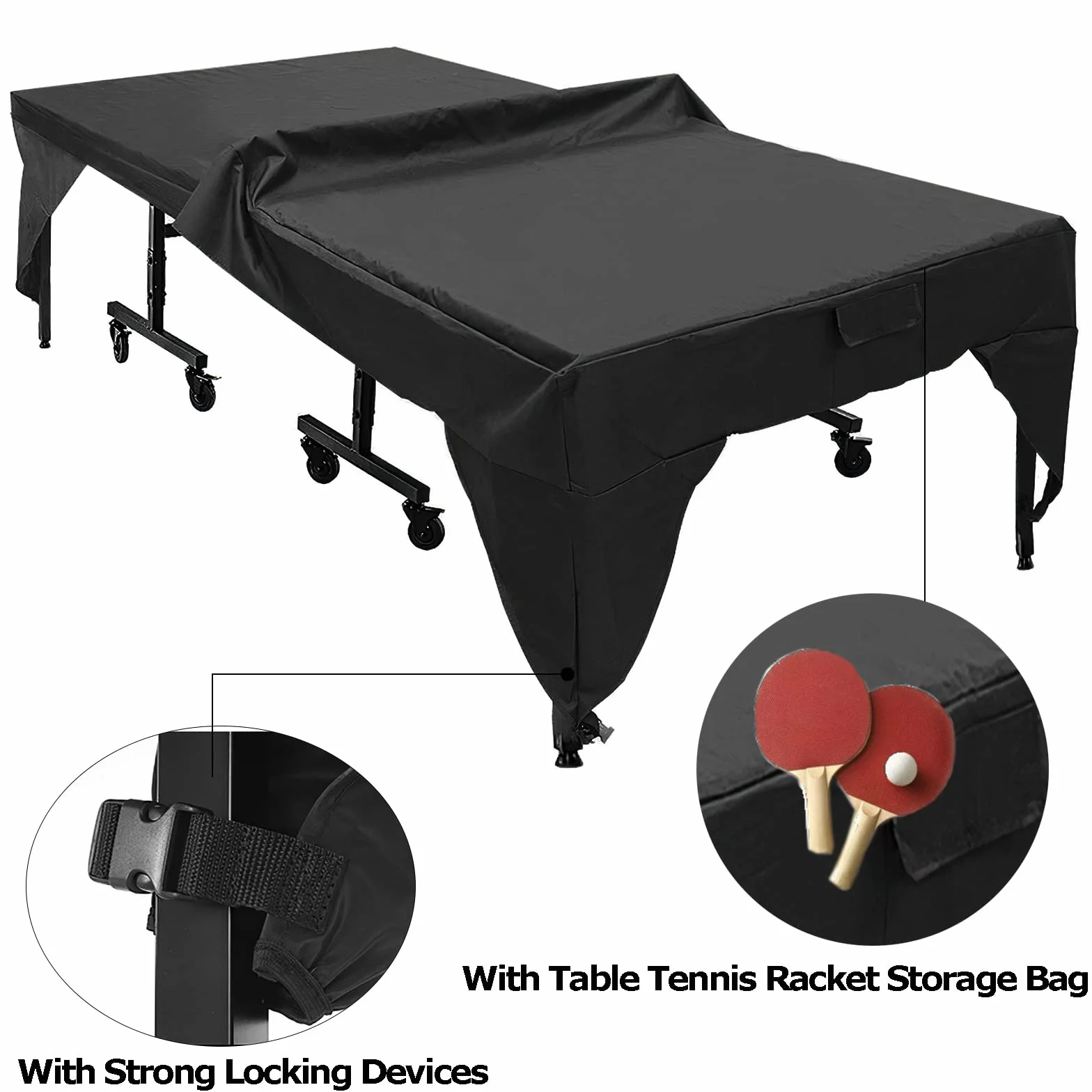 SOONHUA Cubierta de Mesa de Tenis de Mesa Impermeable Oxford 280x153x73cm Negro