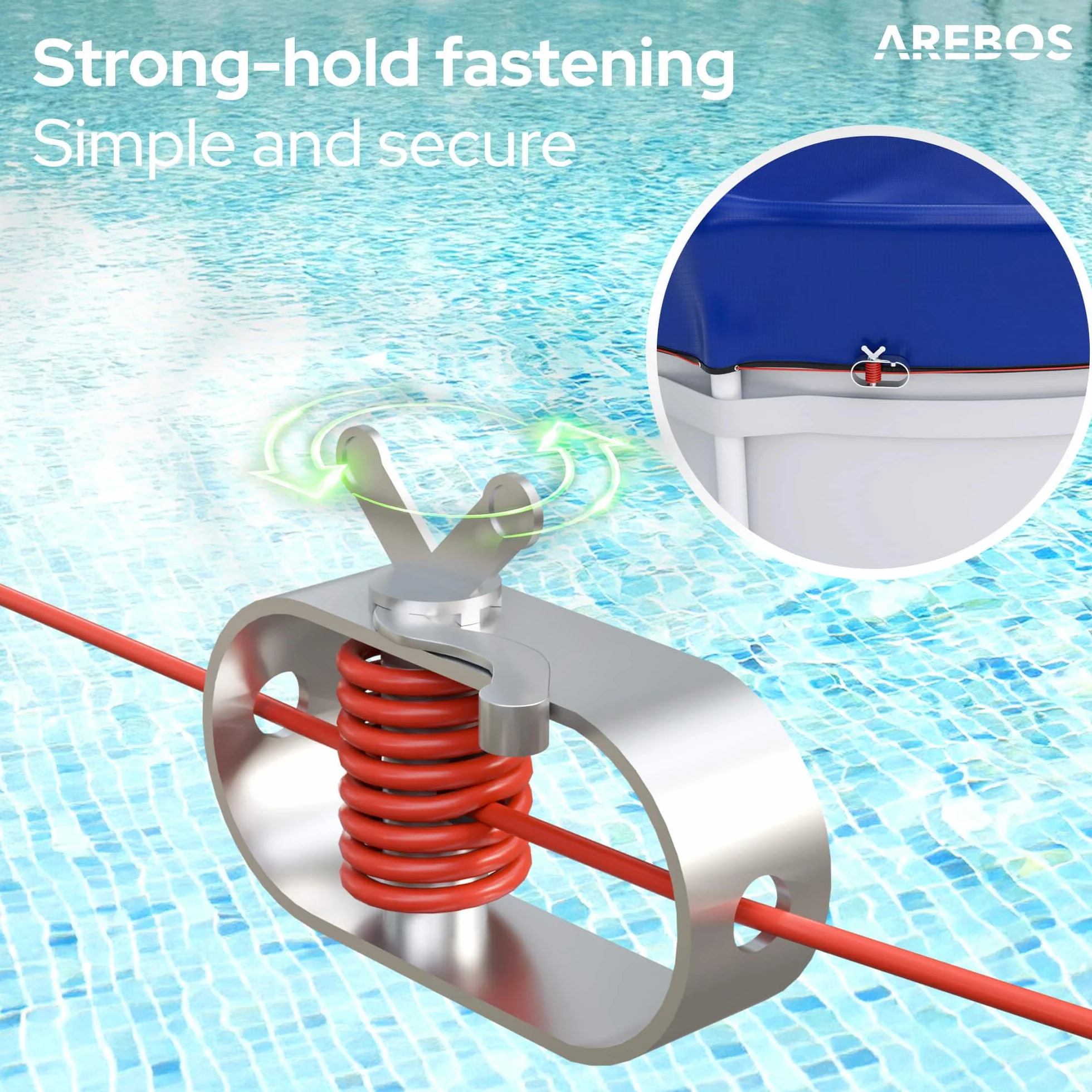 Arebos® Cubierta para Piscina Redonda Ø 610 cm | Lona Solar 2 en 1 de PE 200g/m² | Apta para Piscinas Ø 500-550 cm