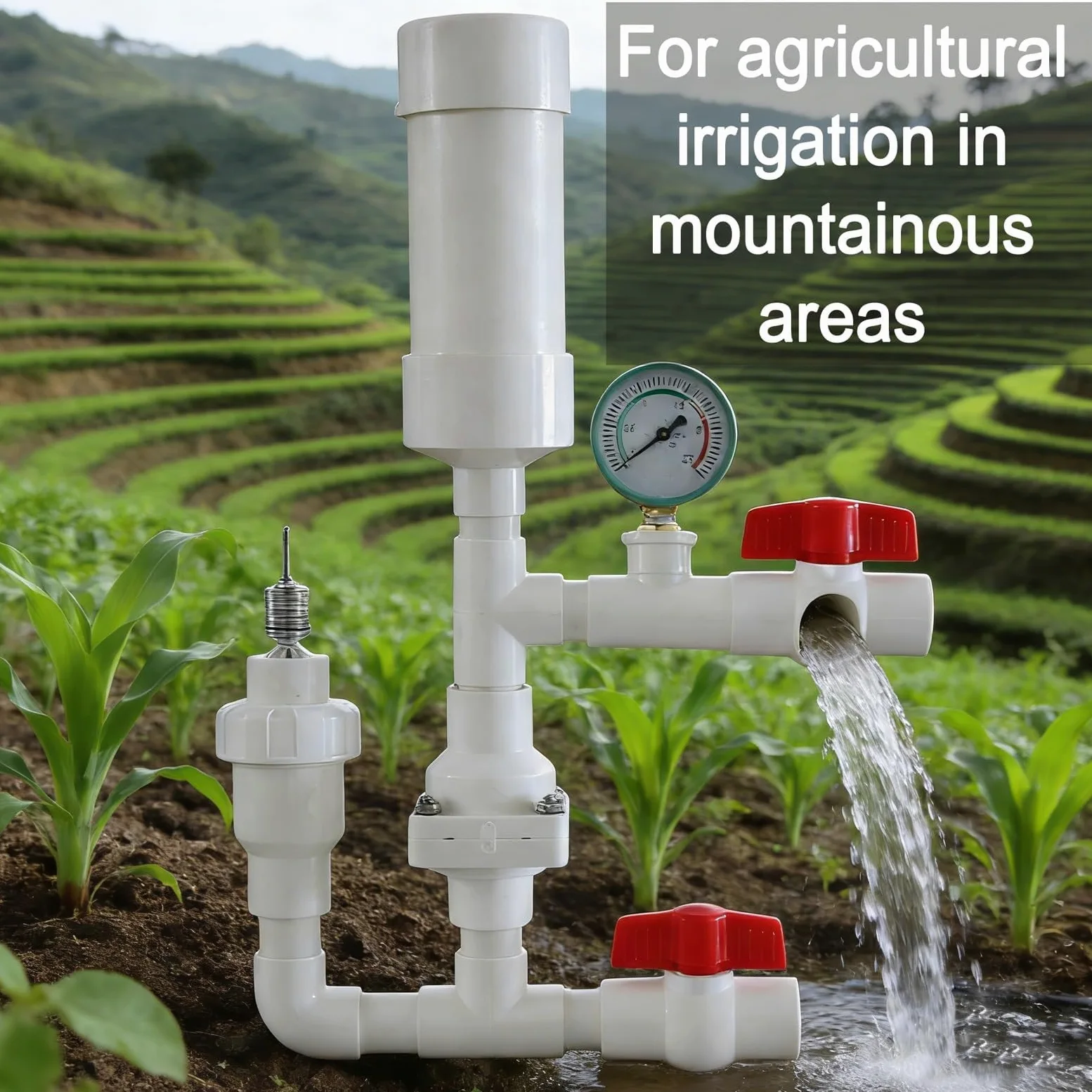 Bomba de agua de ariete hidráulico para riego de montaña, bomba de golpe de ariete, sin electricidad/no requiere combustible, para riego agrícola en zonas montañosas, elevación automática, autoelevaci