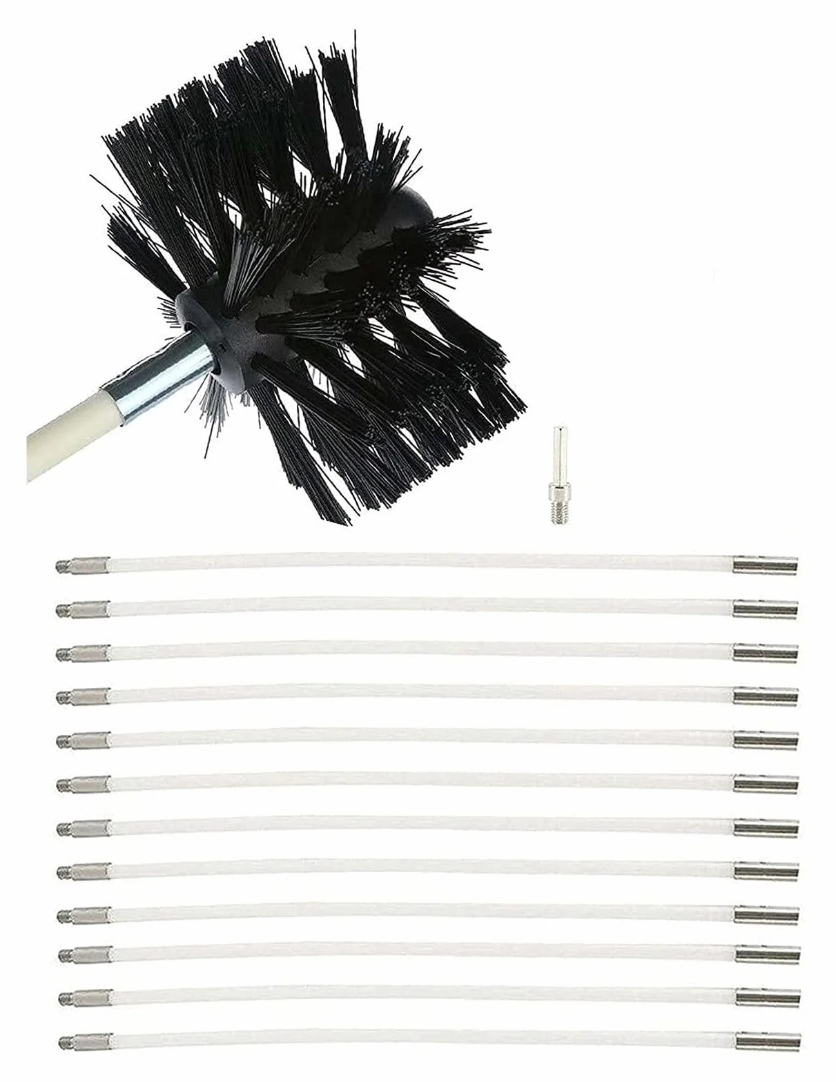 Cepillo For Tubos De Estufa, Escoba For Chimenea, Escoba De Plástico For Chimenea, Limpiador De Tuberías For Estufa, Escoba De Hollín(12 Rods,610mm)