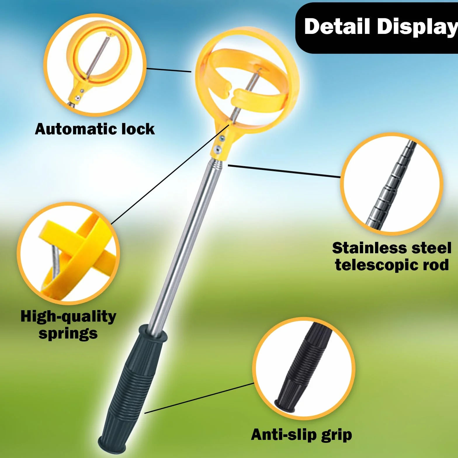 Ideal Swan Recogedor de Pelotas de Golf Retráctil Telescópico de Acero Inoxidable